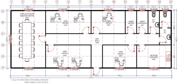 115 m² Prefabrik Ofis - Görsel 3