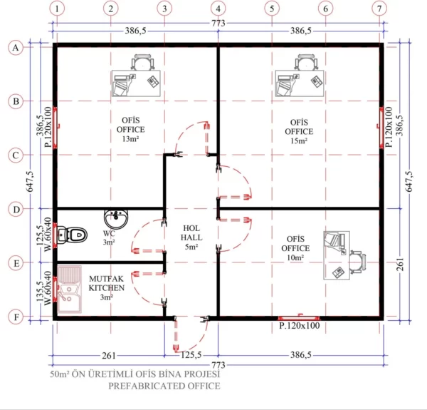 50 m² Prefabrik Ofis - Görsel 3