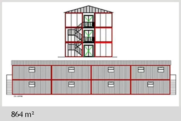 864 M² Konteyner Yatakhane - Görsel 3