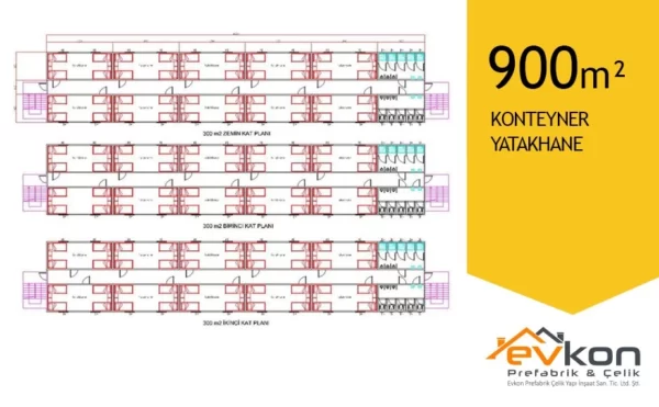 900 M² Konteyner Yatakhane - Görsel 3