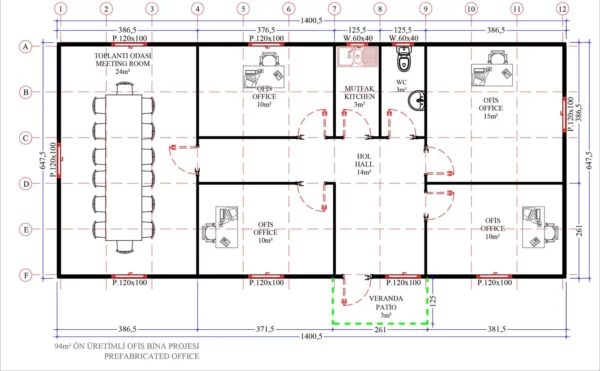 94 m² Prefabrik Ofis - Görsel 3