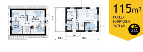 115 M² Çift Katlı Hafif Çelik Yapı - Görsel 3