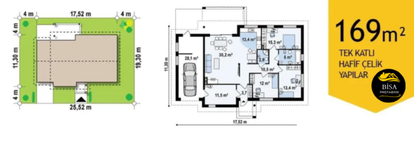 169 M² Tek Katlı Hafif Çelik Yapı - Görsel 2