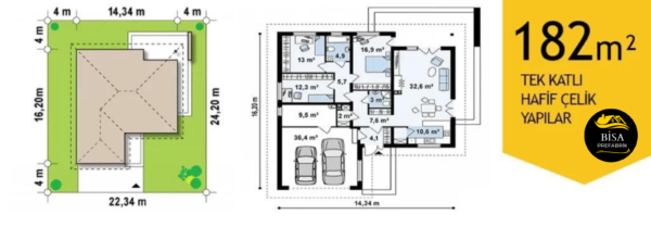 182 M² Tek Katlı Hafif Çelik Yapı - Görsel 2