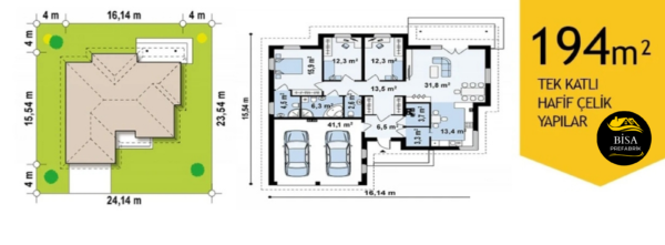 194 M² Tek Katlı Hafif Çelik Yapı - Görsel 3